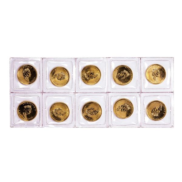 Lot of (10) 1999 Canada $5 Maple Leaf Gold Coins