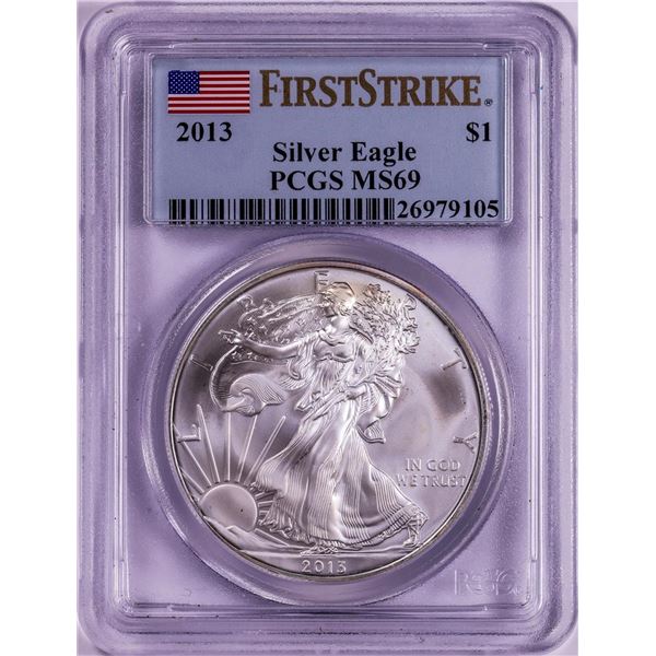 2013 $1 American Silver Eagle Coin PCGS MS69 First Strike