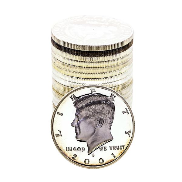 Roll of (20) Proof Silver 2001-S Kennedy Half Dollar Coins