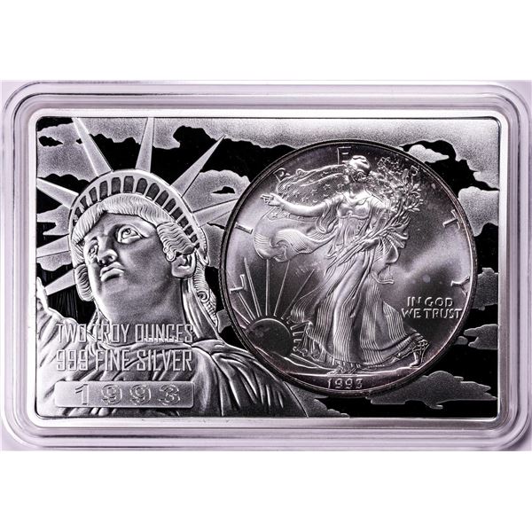 1993 $1 American Silver Eagle Coin & Two Ounce Bar Set