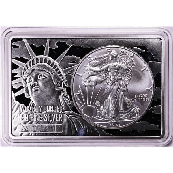 2021 Type 1 $1 American Silver Eagle Coin & Two Ounce Bar Set