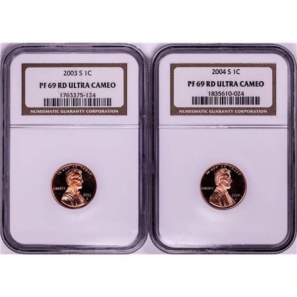 Lot of 2003-S & 2004-S Proof Lincoln Memorial Cent Coins NGC PF69RD Ultra Cameo
