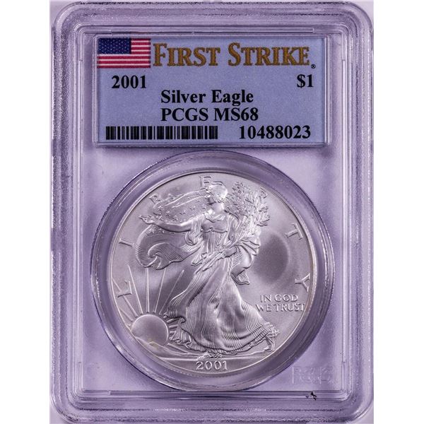 2001 $1 American Silver Eagle Coin PCGS MS68 First Strike