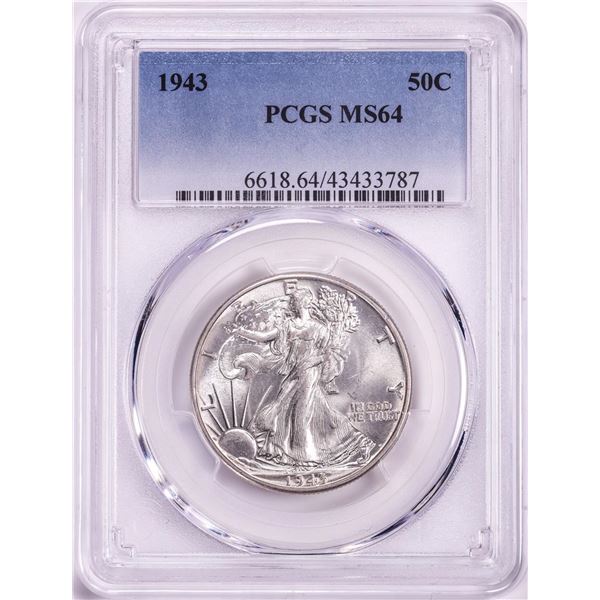 1943 Walking Liberty Half Dollar Coin PCGS MS64