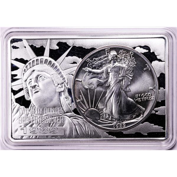 1989 $1 American Silver Eagle Coin & Two Ounce Bar Set
