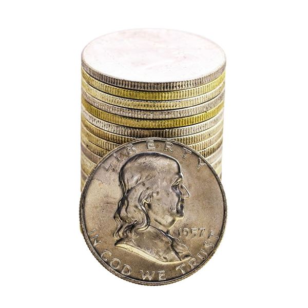 Roll of (20) Brilliant Uncirculated 1957-D Franklin Half Dollar Coins