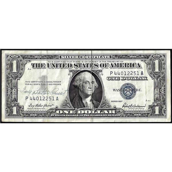 1957 $1 Silver Certificate Note with Courtesy Autograph