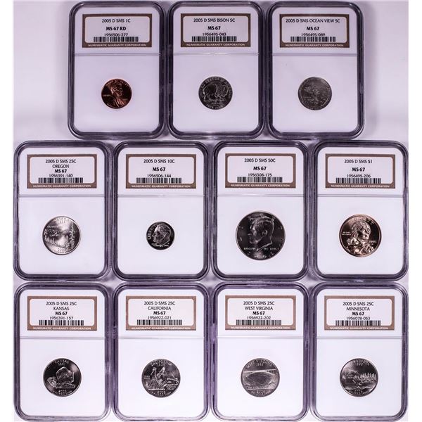 2005-D United States SMS (11) Coin Mint Set NGC MS67