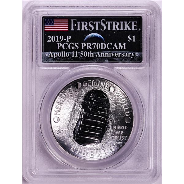 2019-P $1 Proof Apollo 11 Commemorative Silver Dollar Coin PCGS PR70DCAM First Strike
