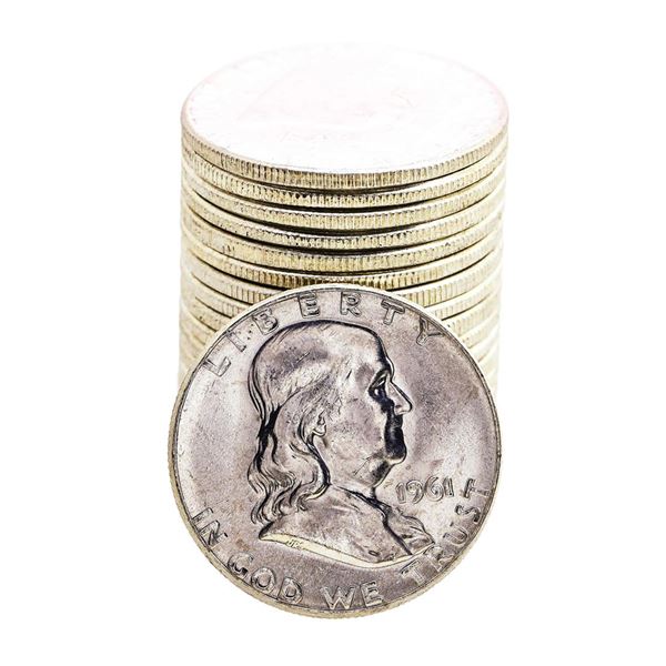 Roll of (20) Brilliant Uncirculated 1961 Franklin Half Dollar Coins