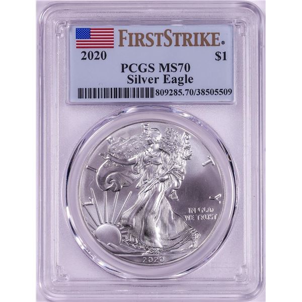 2020 $1 American Silver Eagle Coin PCGS MS70 First Strike