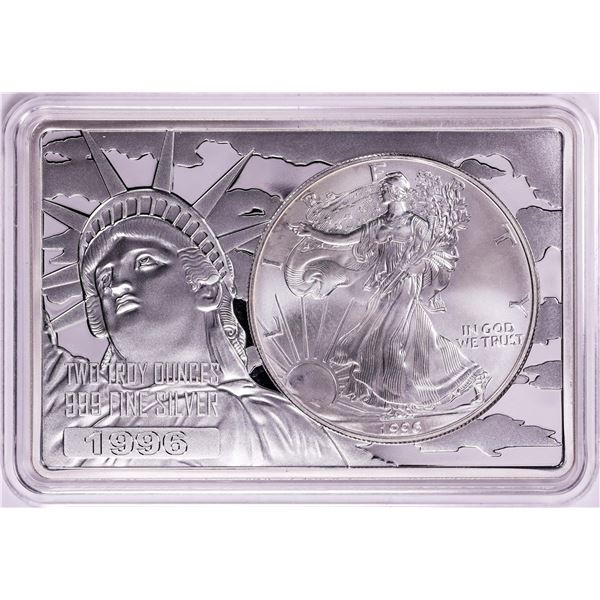 1996 $1 American Silver Eagle Coin & 2oz Silver Bar Set