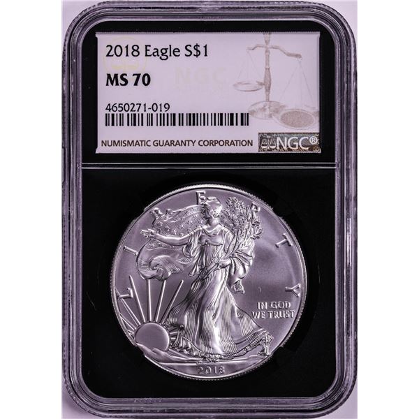 2018 $1 American Silver Eagle Coin NGC MS70