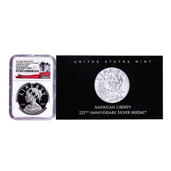 2017P 225th Anniversary Proof American Liberty 1 oz Silver Medal NGC PF70 Ultra Cameo