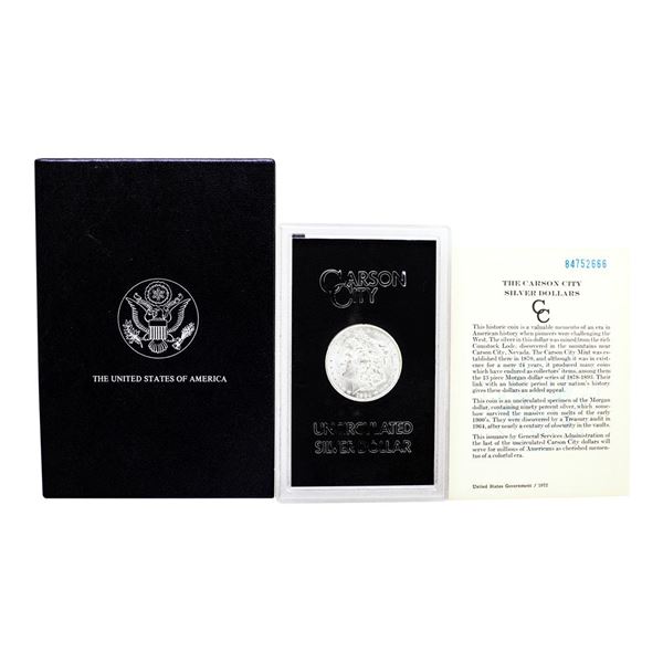 1884-CC $1 Morgan Silver Dollar Coin GSA Hoard Uncirculated w/Box & COA