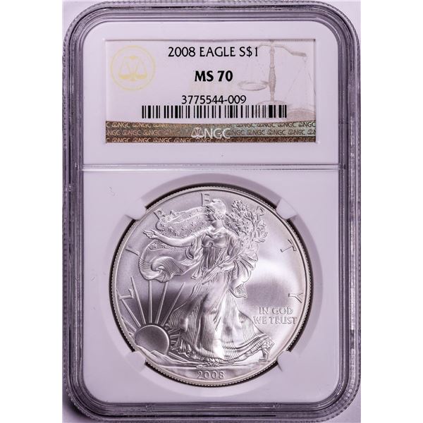 2008 $1 American Silver Eagle Coin NGC MS70