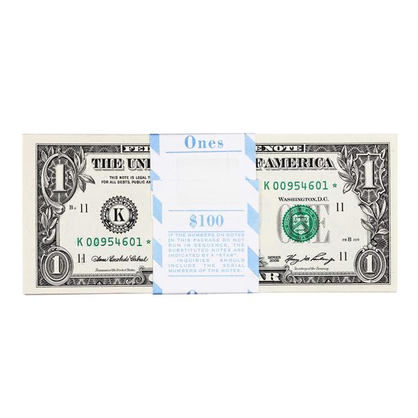Pack of (100) Consecutive 2006 $1 Federal Reserve STAR Notes Dallas