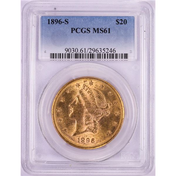 1896-S $20 Liberty Head Double Eagle Gold Coin PCGS MS61