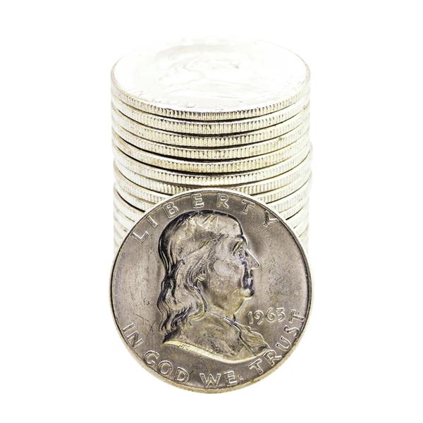 Roll of (20) Brilliant Uncirculated 1963 Franklin Half Dollar Coins