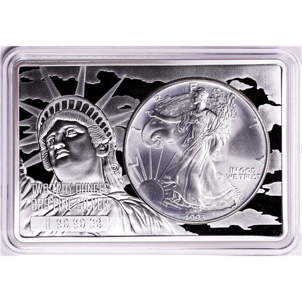 1993 $1 American Silver Eagle Coin & Two Ounce Bar Set