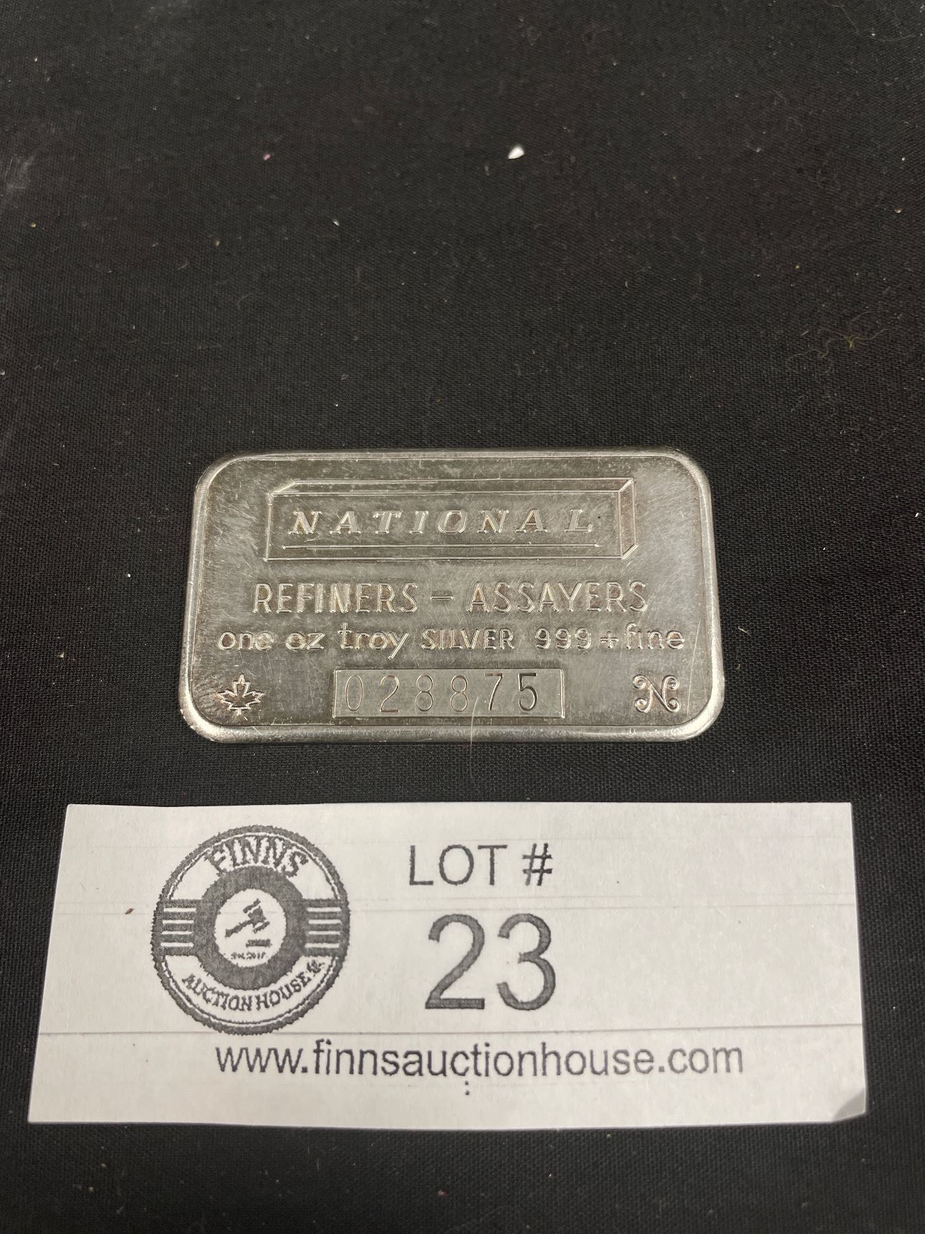 National Refiners - Assayers One Ounce Troy Silver 999+ Fine Bar