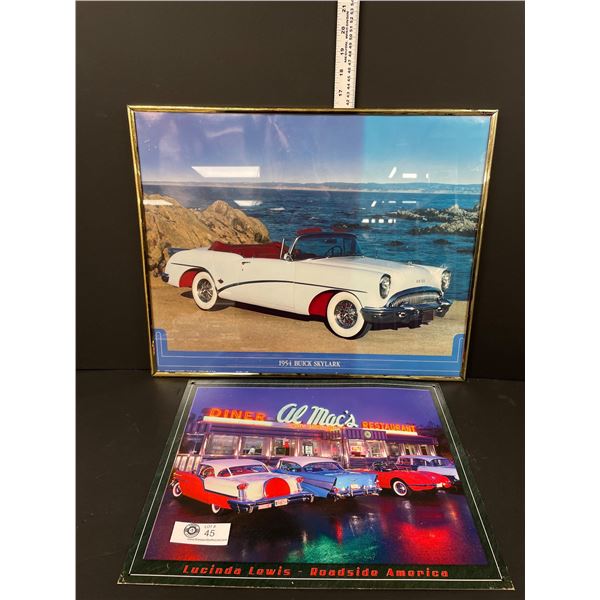 Framed 1954 Buick Skylark and Al Mac's Diner 16 11" Tin Sign