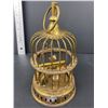 Image 2 : Vintage Brass Birdcage and Woven Lidded Box