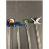 Image 2 : Lot of 10 MCM Blown Glass Stir Sticks, Some With Water To Freeze