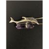 Image 2 : Sterling Silver Box Link Chain and Rare Whale with Amethyst Amulet Pendant