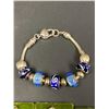 Image 2 : Silver Bracelet with 11 Charms - All Charms Marked 925 with Rare Glass Frog Charm