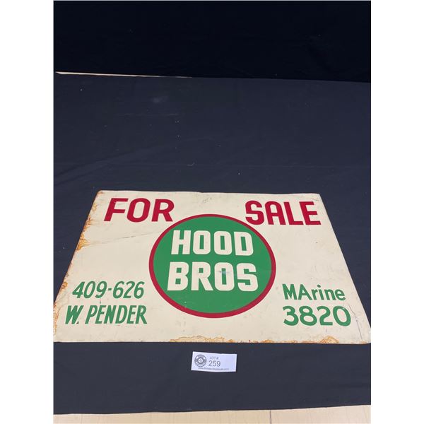 For Sale Hood Bros Marine Tin Sign 20 x14"