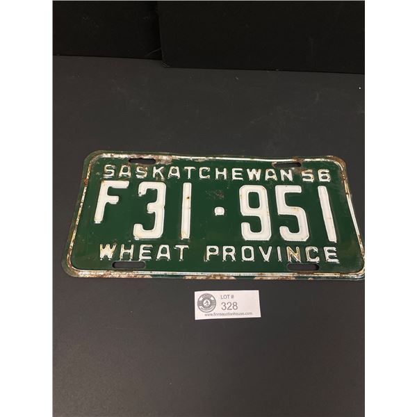 Saskatchewan 1956 Wheat Province License Plate