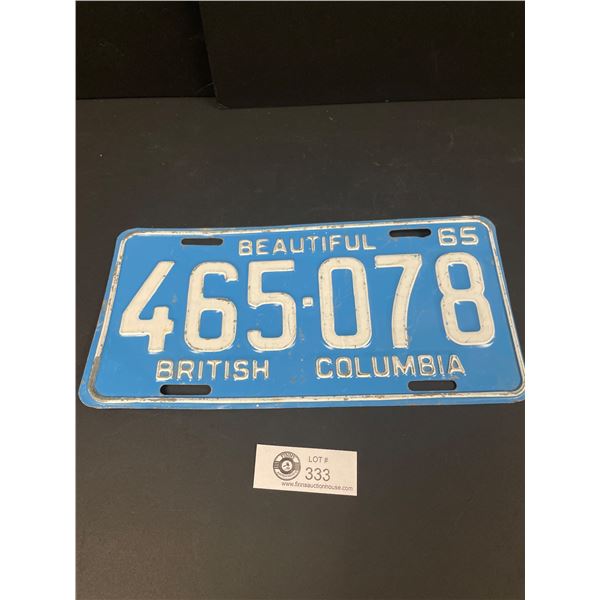 BC 1965 License Plate