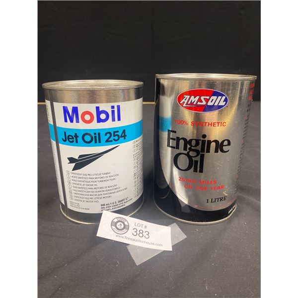 Tin Lot - Amsoil Engine Oil, 1 Litre  - Full and Mobil Jet Oil, 1 US Quart - Full