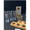 Image 2 : Bar Lot - Flight Holders, Mission Raceway Bottle Opener woth Lot of 7 Draft Beer Glasses