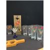 Image 3 : Bar Lot - Flight Holder, Donkey Kong Bottle Opener with Assorted Glassware
