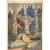 Image 2 : 22 by 34 1967 Re-Print Copy of an Emily Carr Painting 1912 Haida Totems  Queen Charlotte Islands