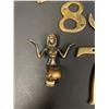 Image 3 : Vintage Sterling White Wooden Crayon Box with Brass Numbers and Figural Egyptian Head
