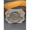 Image 3 : Vintage 1978 Eisenhower Dollar Belt Buckle/Belt and Fort St John Solid Brass Buckle by Waisted Belts