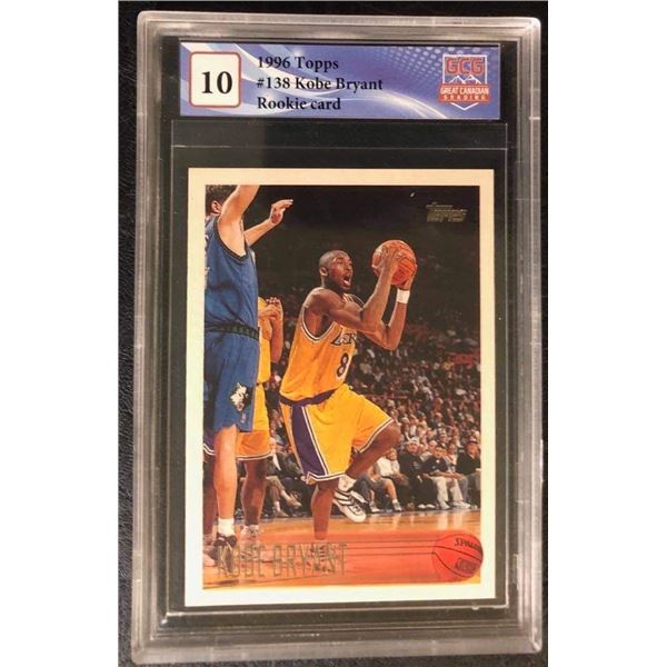 1996 TOPPS NO.138 KOBE BRYANT ROOKIE CARD (GCG 10)