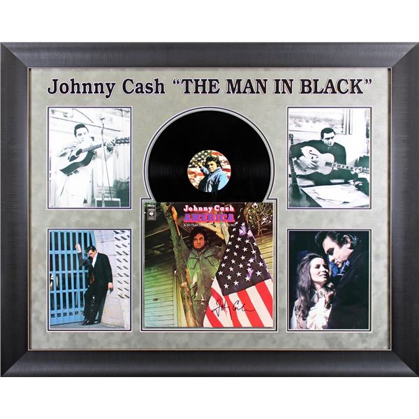 JOHNNY CASH SIGNED ALBUM COVER FRAMED DISPLAY (JSA LOA)