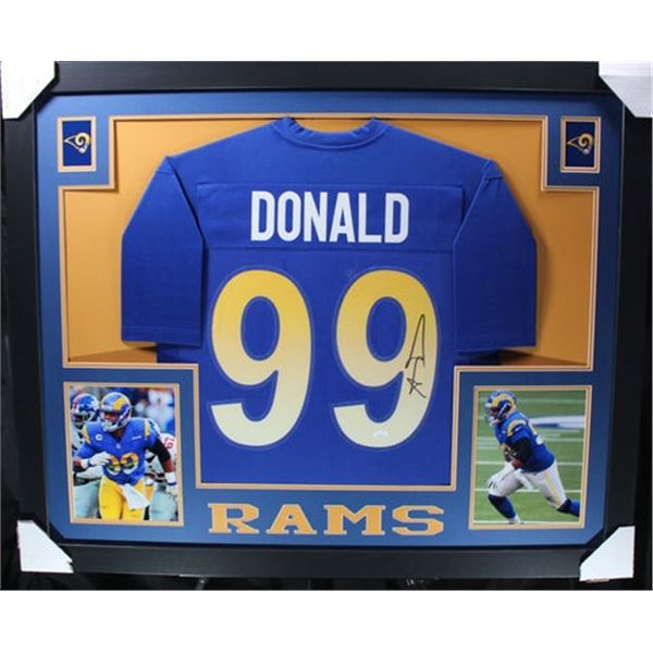 AARON DONALD SIGNED AND CUSTOM FRAMED RAMS JERSEY (JSA COA)