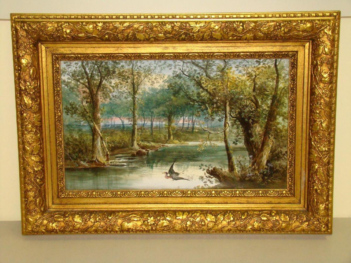 Framed Oil Painting Tile Plaque W. Yale Framed Oil Painting Tile Plaque W. Yale
