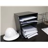 Image 11 : Wooden 'L' Shaped Desk 66"x76" w/ Haworth Chair, File Drawers & Contents (Stand not included)