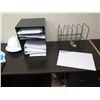 Image 9 : Wooden 'L' Shaped Desk 66"x76" w/ Haworth Chair, File Drawers & Contents (Stand not included)