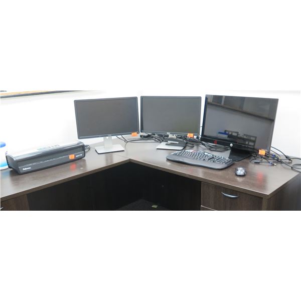 HP & Dell Monitor, Fellowes Jupiter2 Laminator (Desk Not Included)