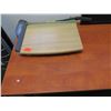 Image 2 : Long Wooden Table 59"x24"x28"H w/ Paper Cutter, ASUS Monitor, Organizer, etc