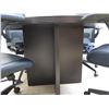 Image 7 : Round Black Table w/ 4 Haworth Rolling Office Armchairs (Contents not included)