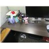 Image 4 : Wooden  Desk 66"x24"x29"H w/ Rolling Chair & Trash Can (Contents/Electronics not included)