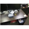 Image 5 : Wooden  Desk 66"x24"x29"H w/ Rolling Chair & Trash Can (Contents/Electronics not included)